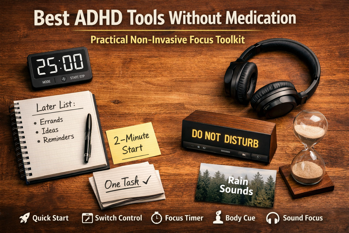 Best ADHD Tools Without Medication: A Practical Non-Invasive Focus Toolkit